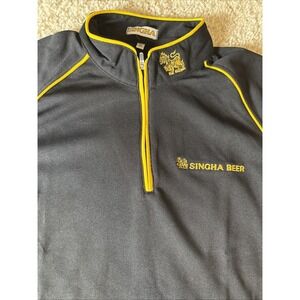 RARE! Singha Official Beer Embroidered Short Sleeve 1/4 Zip Shirt X-Large